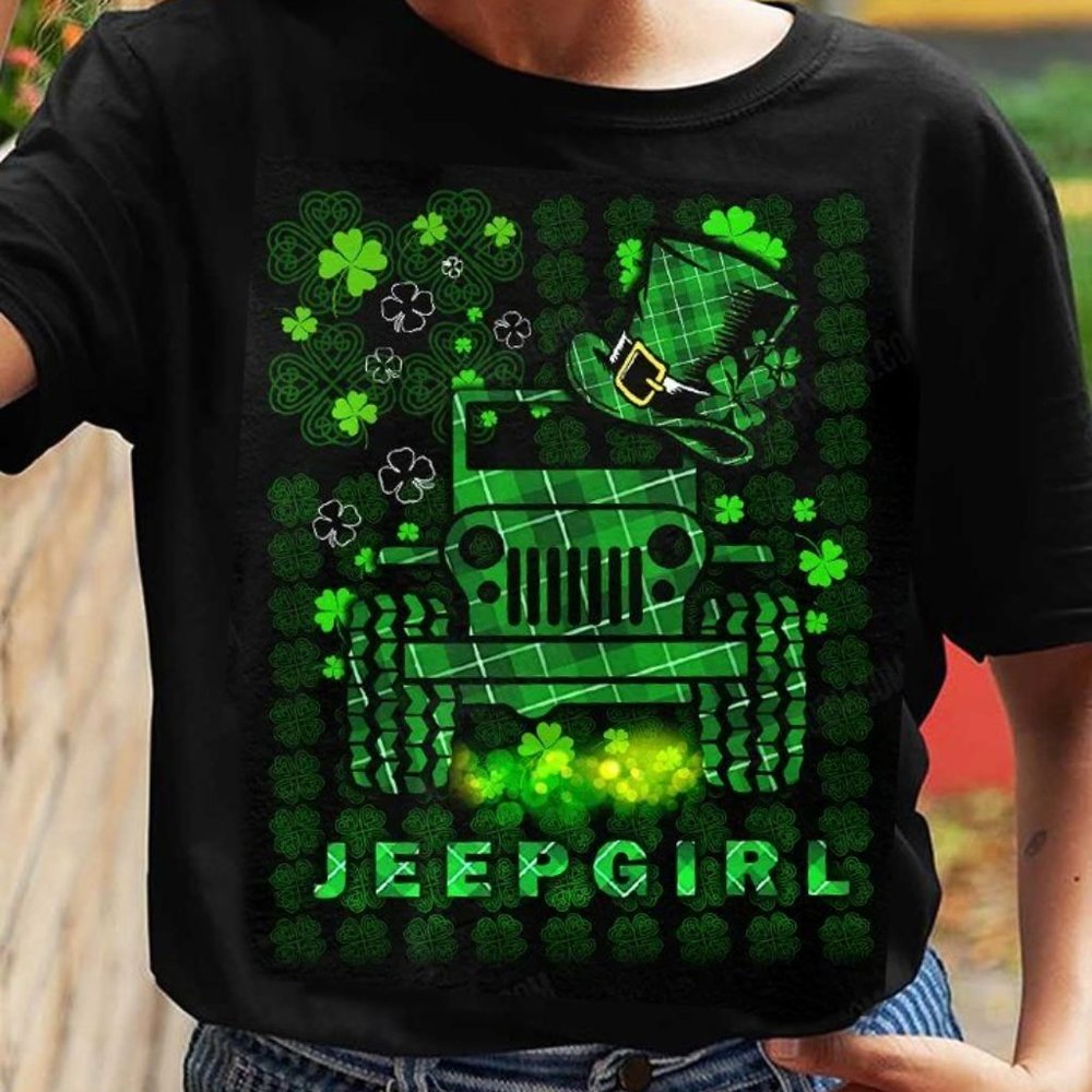 Jeep Girl St. Patrick's Day T-shirt, Jeep Irish T shirt, Jeep Shirt For Girls